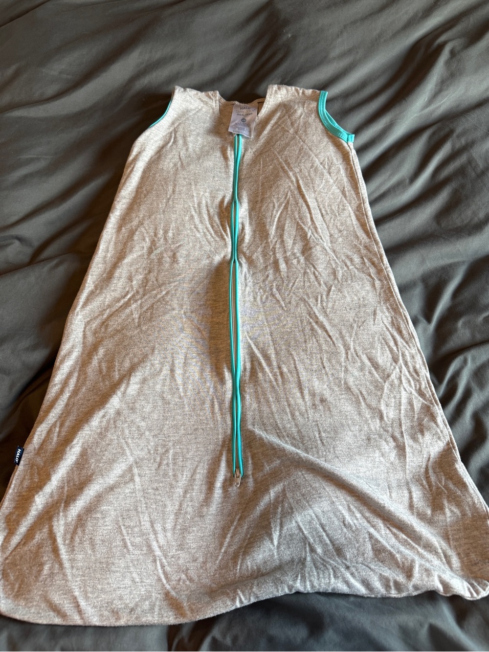 Halo Ideal Temp Sleep Sack - Heather Gray with Teal Trim